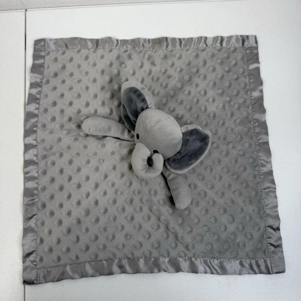 Pro Goleem Elephant Lovey Soft Security Blanket Snuggle Toy Minky Satin Trim‎